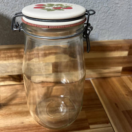 Strawberry Country 8" Glassware Canister with Hinged Lid