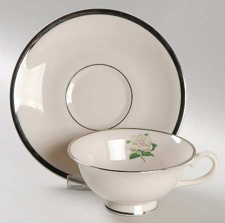 White Rose Footed Cup & Saucer Set