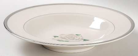 White Rose Rim Soup Bowl