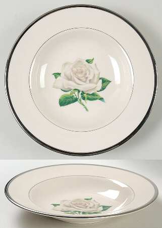White Rose Rim Soup Bowl