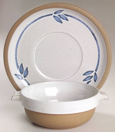 Blue Print England Flat Cream Soup Bowl & Saucer Set