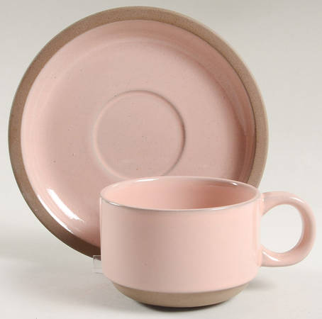 Coral Sand Flat Cup & Saucer Set