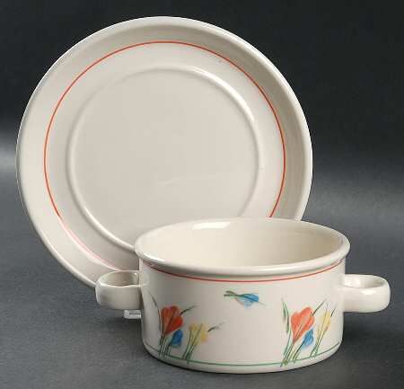 Crocus Flat Cream Soup Bowl & Saucer Set