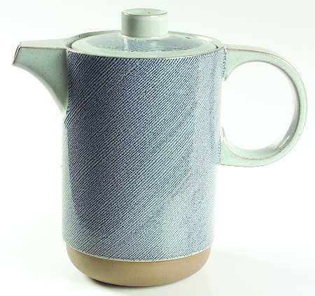 Denim Blue and Brown Coffee Pot & Lid