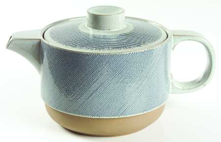 Denim Blue and Brown Teapot & Lid