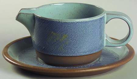 Denim Blue and Brown Gravy Boat & Underplate