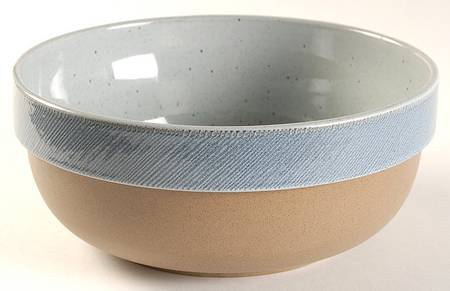 Denim Blue and Brown 8" Round Vegetable Bowl