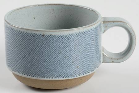 Denim Blue and Brown Flat Cup & Saucer Set
