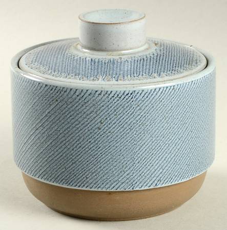 Denim Blue and Brown Sugar Bowl & Lid