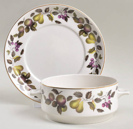 Evesham Flat Cream Soup Bowl & Saucer Set