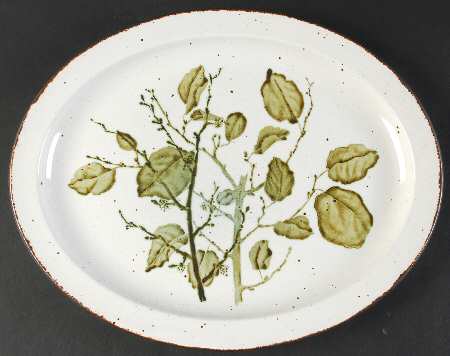 Green Leaves 13" Oval Serving Platter