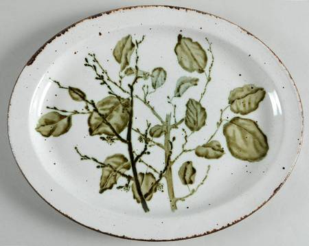 Green Leaves 12" Oval Serving Platter