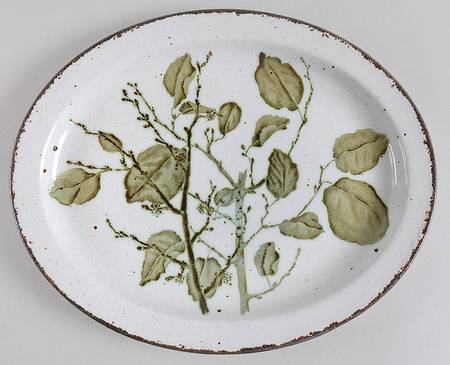 Green Leaves 11" Oval Serving Platter