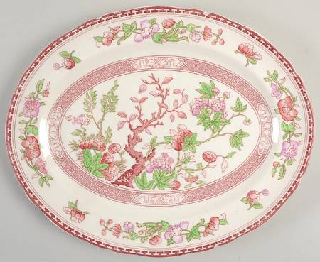 Indian Tree Red Lavender (Scalloped) 12" Oval Serving Platter
