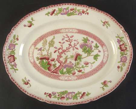 Indian Tree Red Lavender (Scalloped) 16" Oval Serving Platter