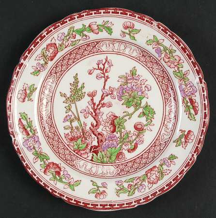 Indian Tree Red Lavender (Scalloped) Bread & Butter Plate