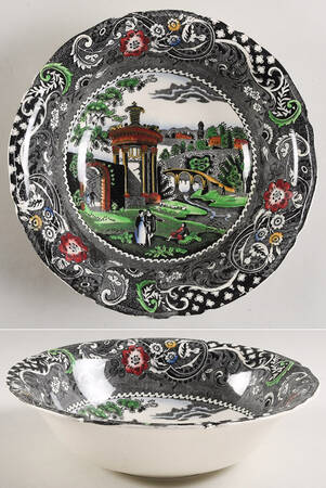Landscape Black Multicolor 9" Round Vegetable Bowl