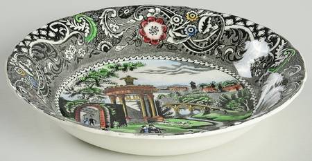 Landscape Black Multicolor Coupe Soup Bowl