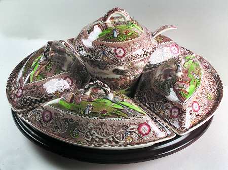 Landscape Brown Multicolor 12 Pc Canterbury Set (Cvrd Sides,Center,Tray&Lid)