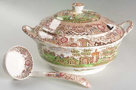 Landscape Brown Multicolor Tureen & Lid w/Ladle