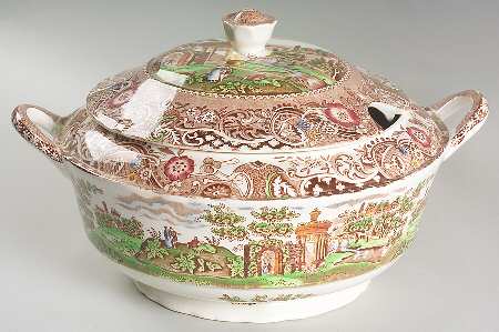 Landscape Brown Multicolor Tureen &  Lid