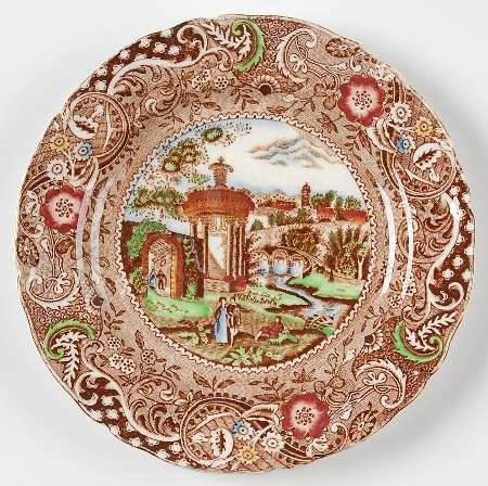 Landscape Brown Multicolor Bread & Butter Plate