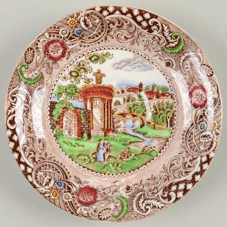 Landscape Brown Multicolor Saucer for Demitasse Cup