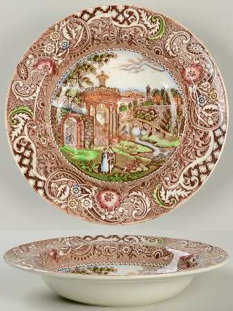 Landscape Brown Multicolor Rim Soup Bowl