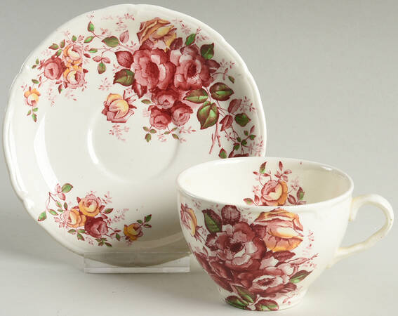 Madalyn Red Multicolor Flat Cup & Saucer Set