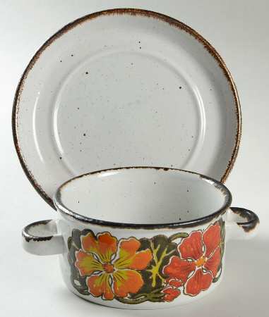 Nasturtium Flat Cream Soup Bowl & Saucer Set