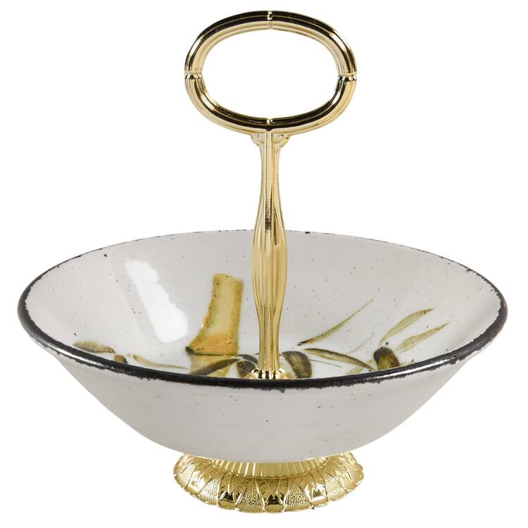 Rangoon 6"-7" Handled Footed Nut Dish HC