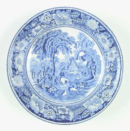 Rural England Blue Coupe Soup Bowl
