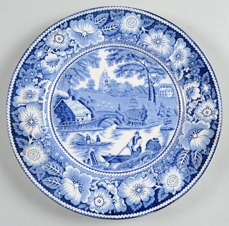 Rural England Blue Luncheon Plate