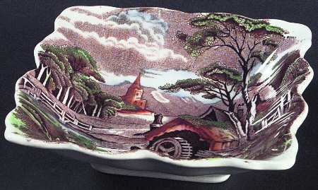 Rural England Brown Multicolor Small Square Sweet Meat Dish