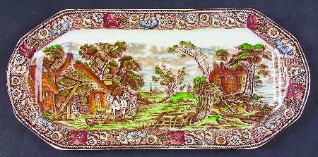 Rural England Brown Multicolor Large Sandwich Tray