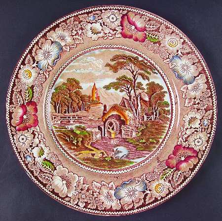 Rural England Brown Multicolor Service Plate (Charger)
