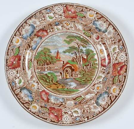 Rural England Brown Multicolor 12" Chop Plate (Round Platter)