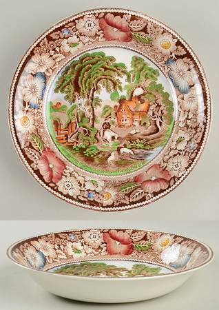 Rural England Brown Multicolor Coupe Soup Bowl