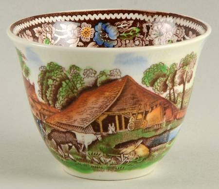 Rural England Brown Multicolor Custard Cup