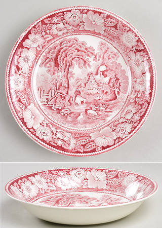 Rural England Red Coupe Soup Bowl