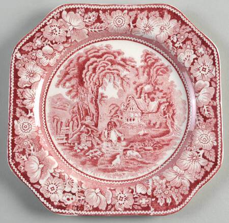 Rural England Red Square Salad Plate