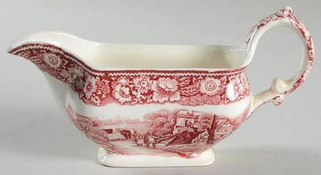Rural England Red Gravy Boat