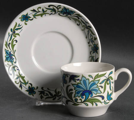 Spanish Garden (Rim) Flat Cup & Saucer Set