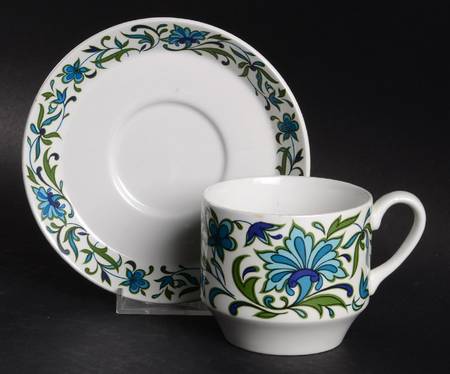 Spanish Garden (Rim) Flat Cup & Saucer Set