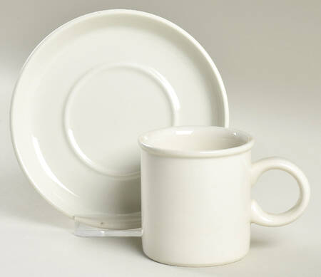 Stonehenge White Flat Demitasse Cup & Saucer Set
