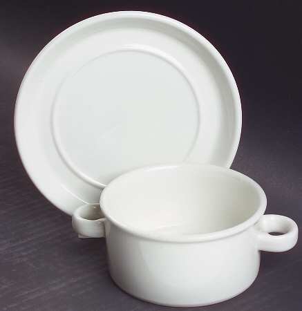 Stonehenge White Flat Cream Soup Bowl & Saucer Set
