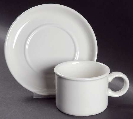 Stonehenge White Flat Cup & Saucer Set