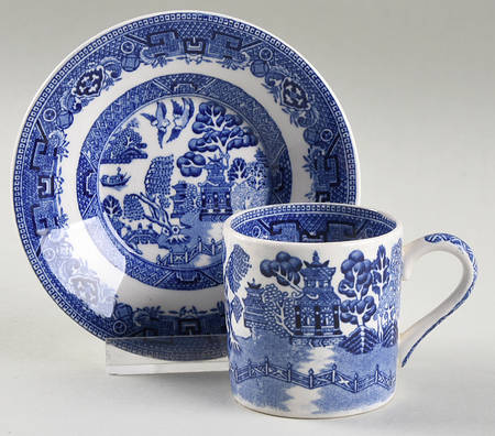 Willow Blue Flat Demitasse Cup & Saucer Set