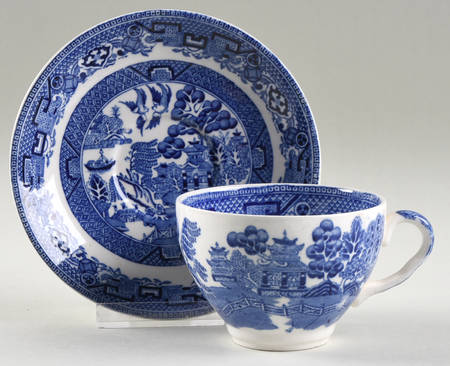Willow Blue Flat Cup & Saucer Set
