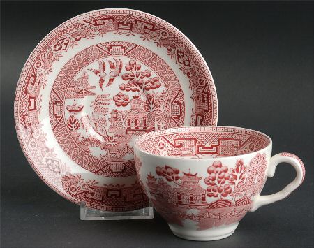 Willow Red (Smooth) Flat Cup & Saucer Set